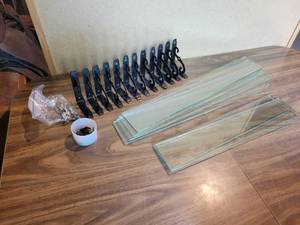 lot 361 image: (6) Glass Spice Jar Shelves with Brackets - NO SHIPPING