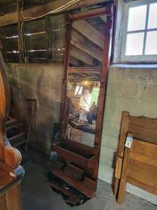 lot 369 image: Solid Wood Antique Mirrored Hall Tree - Marble Slabs for Shelf Included - NO SHIPPING