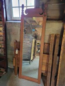 lot 372 image: Wood Framed Tall Mirror - NO SHIPPING