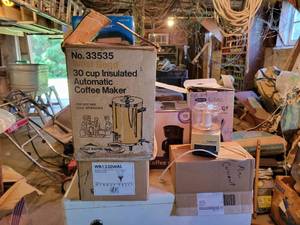 lot 377 image: Lot of Untested Kitchen Appliances - Food Chopper, Coffee Makers, Coffee Grinder, Coffee Pot, and More NO SHIPPING