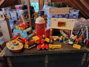 lot 430 image: Vintage Lot of Fisher-Price Toys Family Farm, Milk Wagon, and MORE