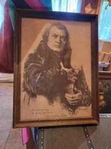 lot 442 image: 1931 Charcoal Drawing Print in Frame - NO SHIPPING