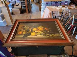 lot 443 image: Still Life of Fruit Print in Frame - NO SHIPPING
