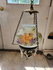 lot 456 image: Vintage Hanging Hurricane Lamp - NO SHIPPING