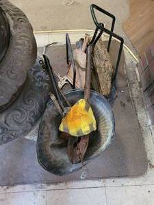 lot 2A image: Round Oak Cast Iron Stove