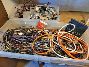 lot 1198 image: (2) Totes of Assorted Parts, Test Cables and More