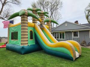 Adventure Bounce Inc. Jungle Slide Combo with Palm Trees