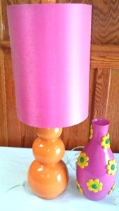 lot 35 image: Retro Lamp and Vase.