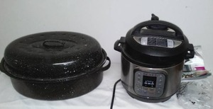 lot 56 image: InstaPot and Enamelware Roaster.