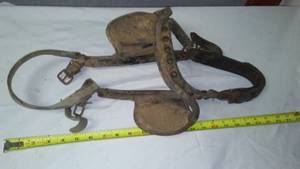 lot 187 image: Antique head stall, horse with blinders