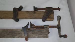 lot 203 image: Vintage Wood Clamps (2)