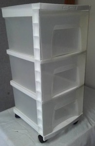 lot 208 image: Plastic Storage Drawers on Casters.