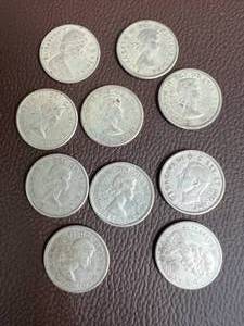 LOT OF 10 CANADIAN DIMES SILVER