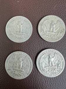 LOT OF 4 SILVER QUARTERS FROM 1950S