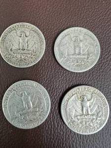 LOT OF 4 SILVER QUARTERS FROM 1950S