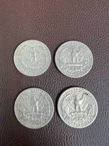 LOT OF 4 SILVER QUARTERS FROM 1960S