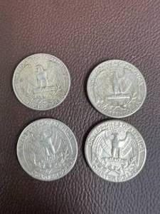 LOT OF 4 SILVER QUARTERS FROM 1960S