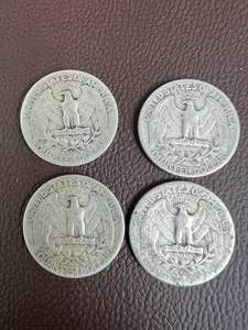 LOT OF 4 SILVER QUARTERS FROM 1940S