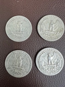 LOT OF 4 SILVER QUARTERS FROM 1950S