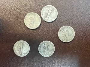 LOT OF 5 MERCURY DIMES