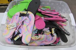 Bin of New Flip Flops - assorted sizesstyles