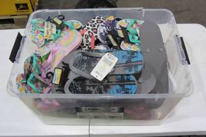 Bin of mixed New Flip Flops - assorted sizestyles