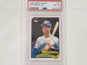 lot 11 image: Ken Griffey Jr. 1989 Rookie Topps Traded #41T PSA NM-MT 8
