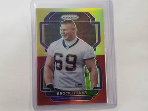 lot 20 image: Brock Lesner Prizm Refractor 2021 Panini No. 134 Numbered 3639