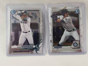 lot 80 image: Lot of 2 Julio Rodriguez Bowman Chrome BCP-86 and BCP-19