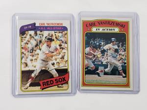 lot 117 image: Lot of 2 Carl Yastrzemski In Action Topps #38, A.L. All-Star Topps #720