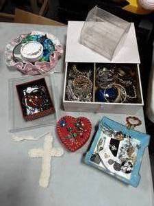 Lot Of Jewelry, Dresser Tray, Misc. Jewelry, Boxes, Pins, More