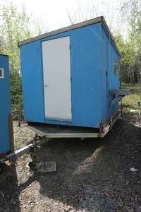 lot 14 image: Custom Built Ice Fishing Skid House on Sled Bed Aluminum Snowmobile Trailer