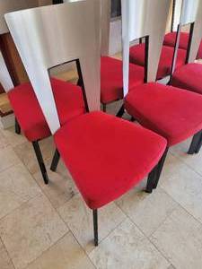 lot 5 image: Scandinavian Designs Regal Red Dining Chairs  set of 8