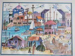 lot 75 image: Evelyn Stebbins The kemah Seabrook Channel Signed