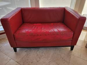 lot 110 image: Distress Club-Style Loveseats