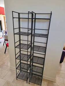 lot 113 image: Iron Folding Media Shelf Pair