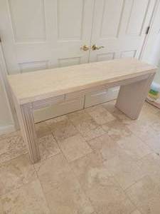 lot 36 image: Modern Travertine Top Console Table