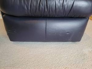 lot 53 image: Blue Leather Overstuffed Leather Armchair