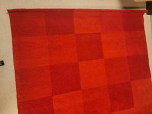 lot 55 image: Vibrant Red Floral Area Rug
