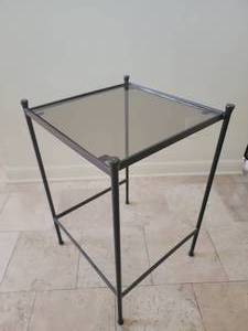 lot 252 image: Smoke Glass Iron Side Table