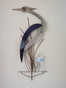 lot 114 image: Brushed Steel Blue Heron Wall Art