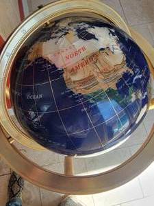 lot 32 image: Gemstone Floor Standing World Globe