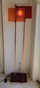 lot 2A image: Dolci Torchiere Floor Lamp Tangerine Square Lucite Panels