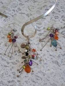 lot 306 image: Sterling Silver Collar Color Bead Necklace & Earring Set