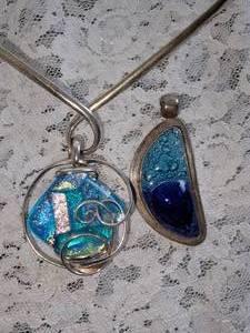 lot 309 image: Sterling Silver Collar Necklace with Art Glass Pendant