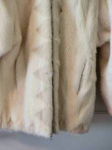 lot 66 image: White Mink Fur Hooded Jacket  Small