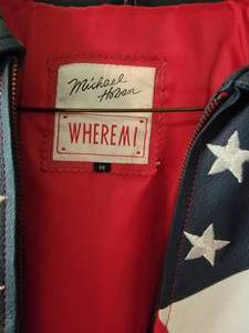 lot 65 image: Michael Hoban WhereMI Leather American Flag Jacket  size M
