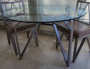 lot 14B image: Stylish Modern Glass Top Dining Set