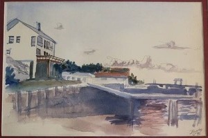 lot 139 image: SIGNED Original Watercolor Fine Art Painting by Bassley - By the Sea