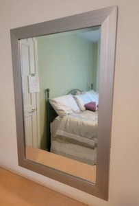 lot 190 image: Sleek Modern Wood Frame Wall Mirror - Mercury Silver